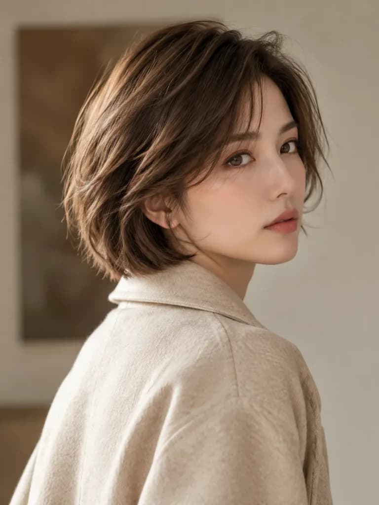 Minimalist Over-the-Shoulder Bob Portrait