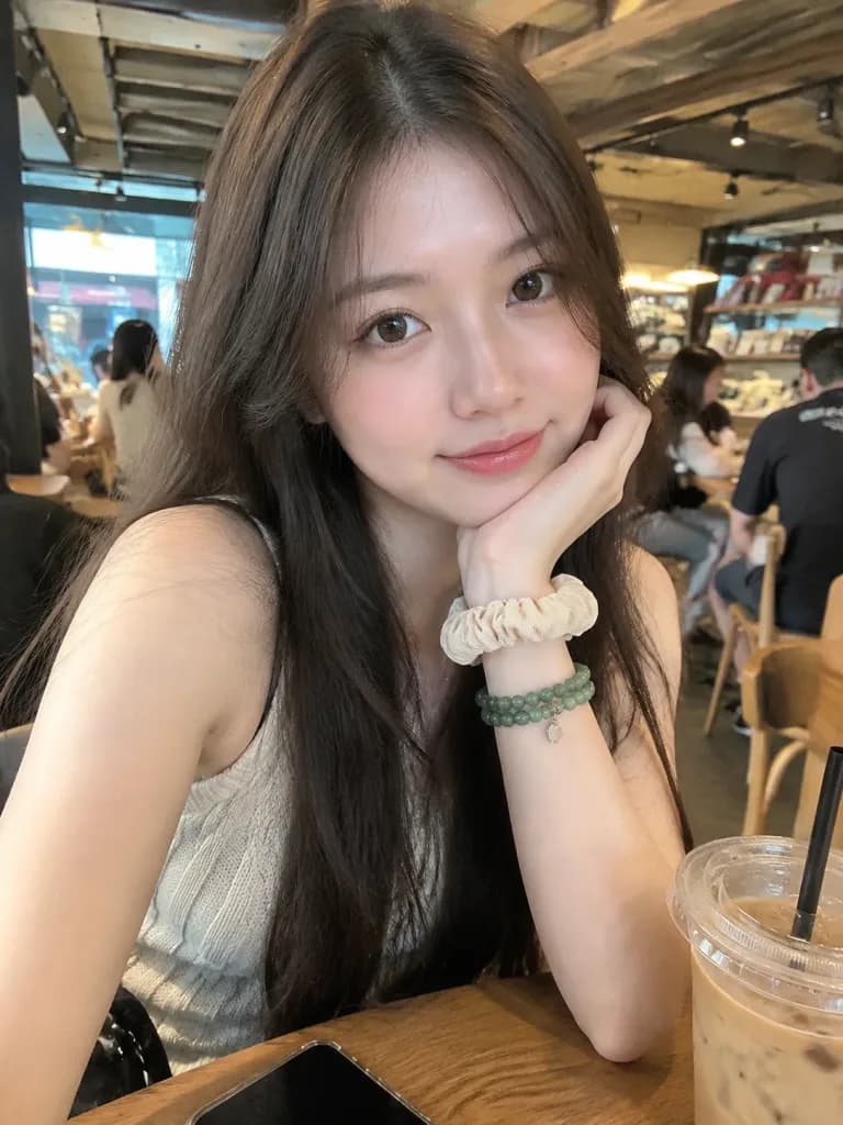 Candid Smartphone Portrait at a Café