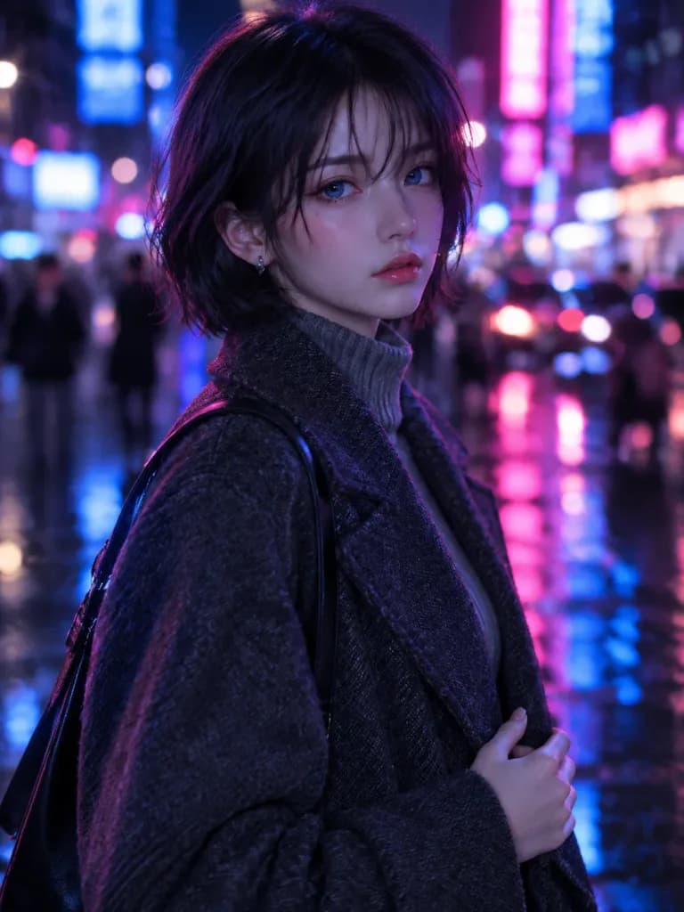 Cyber-Noir City Night Portrait