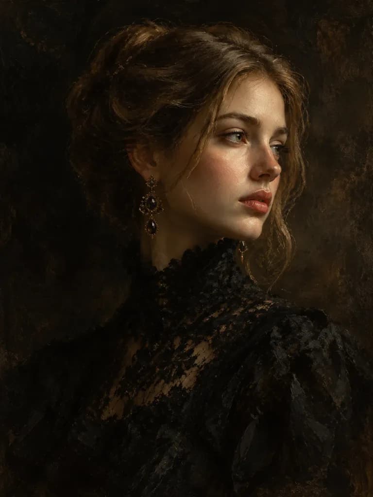Renaissance Chiaroscuro Oil Portrait