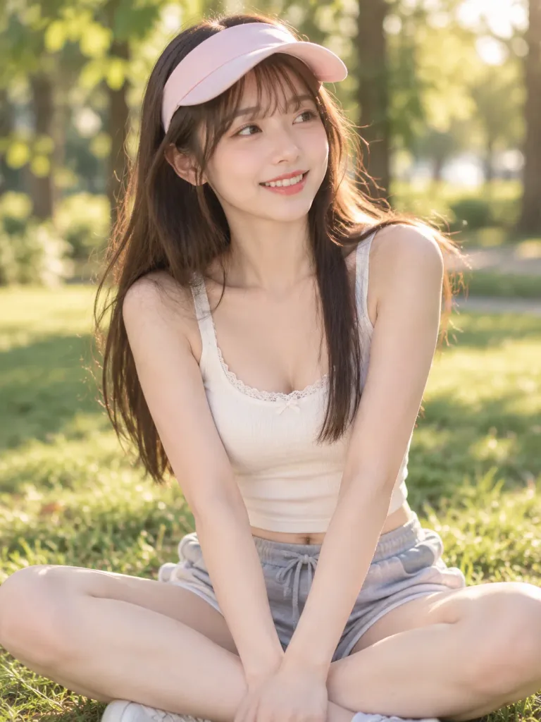 햇살 가득한 공원의 골든 아워 인물 사진
