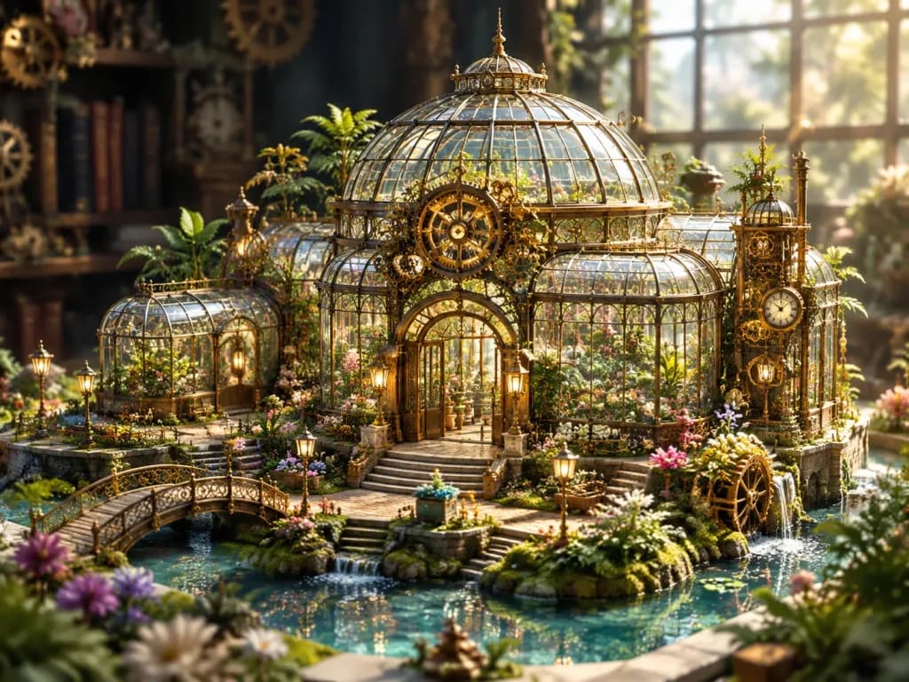 Clockpunk Miniature Botanical Greenhouse