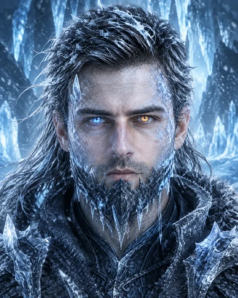 Glacial Ice Warrior Portrait Transformation
