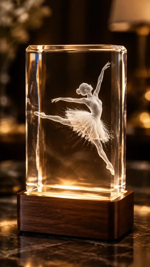 3D Laser-Engraved Crystal Ornament