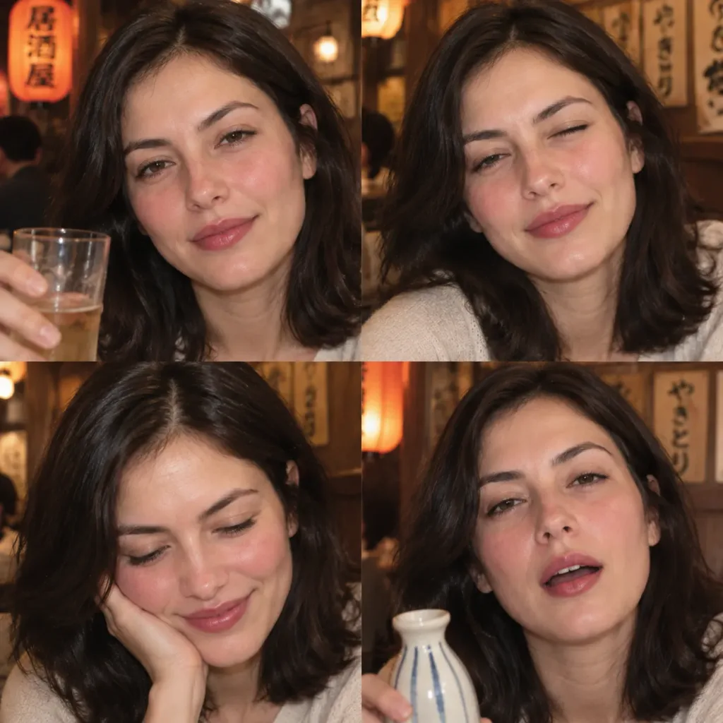 Slightly Intoxicated Woman Izakaya Grid