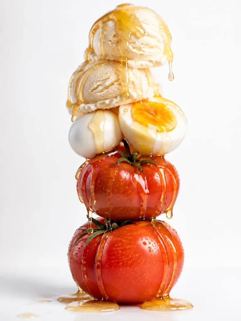 Dripping Food Stack Macro Photography