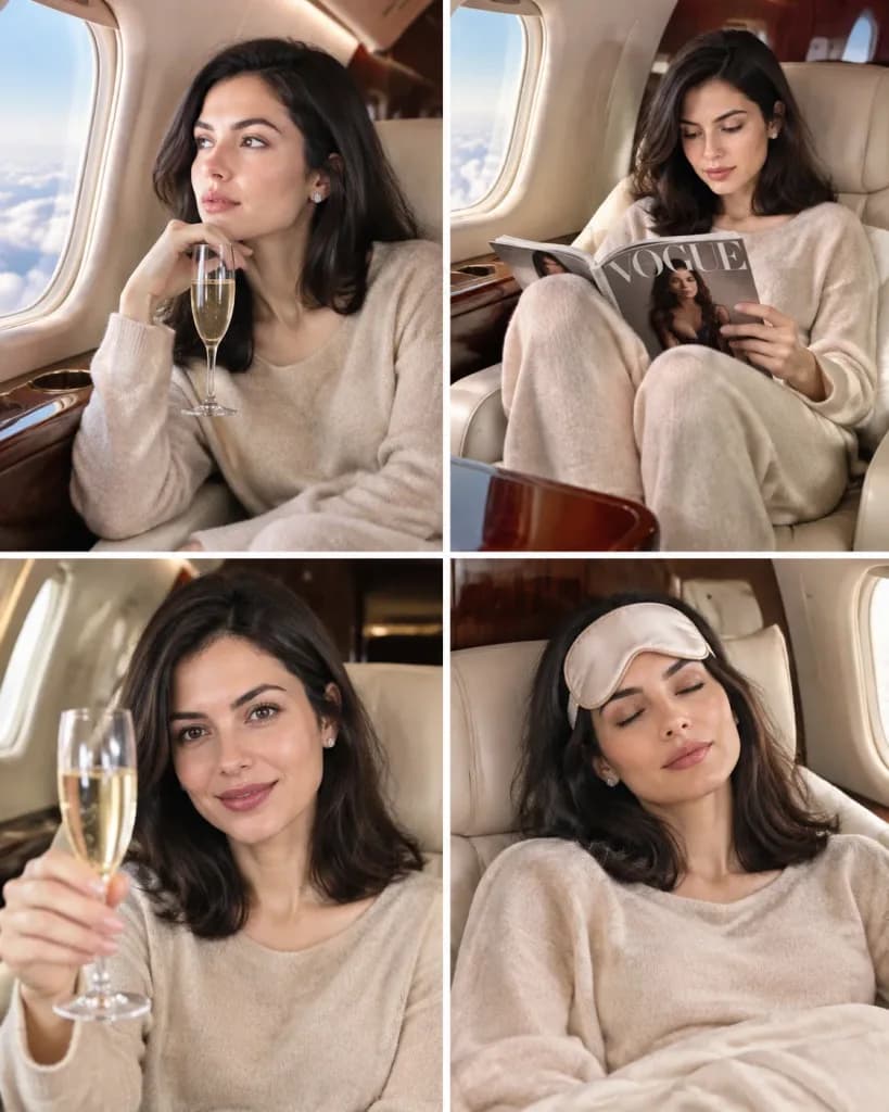 Private Jet Influencer Four-Panel Grid