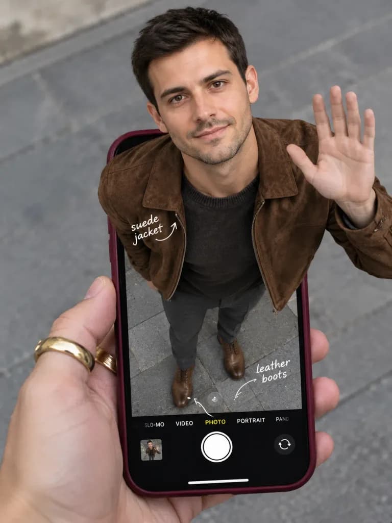 Man Stepping Out of Smartphone Illusion