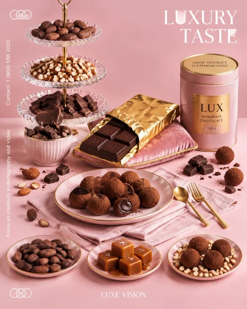 Pastel Pink Luxury Chocolate Advertisement