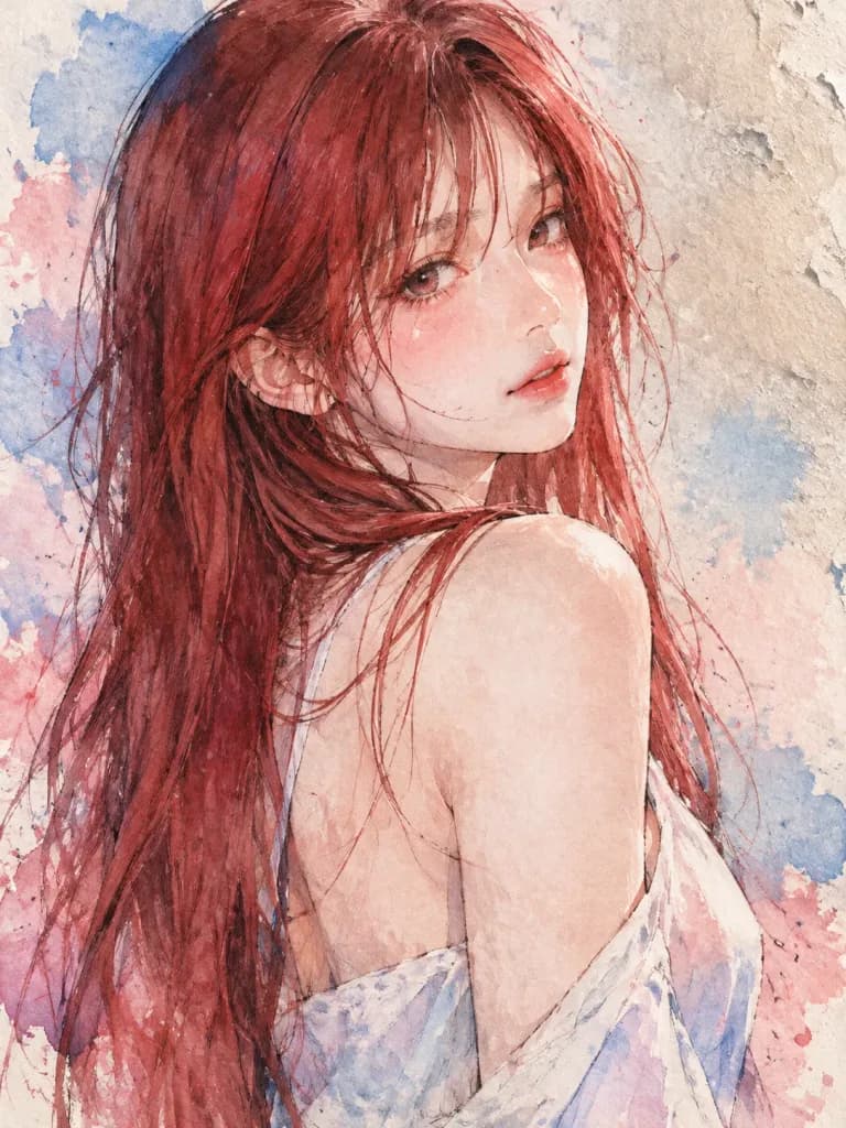 수채화와 잉크 인물 초상화