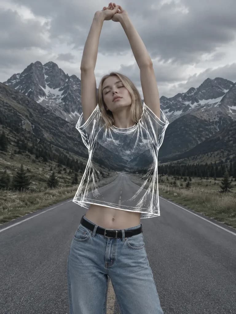 Surreal Transparent Torso Alpine Portrait