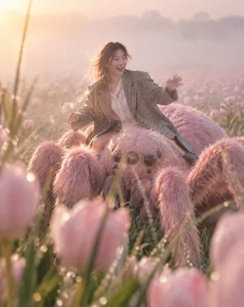 파스텔 모헤어 거미 에디토리얼 포트레이트