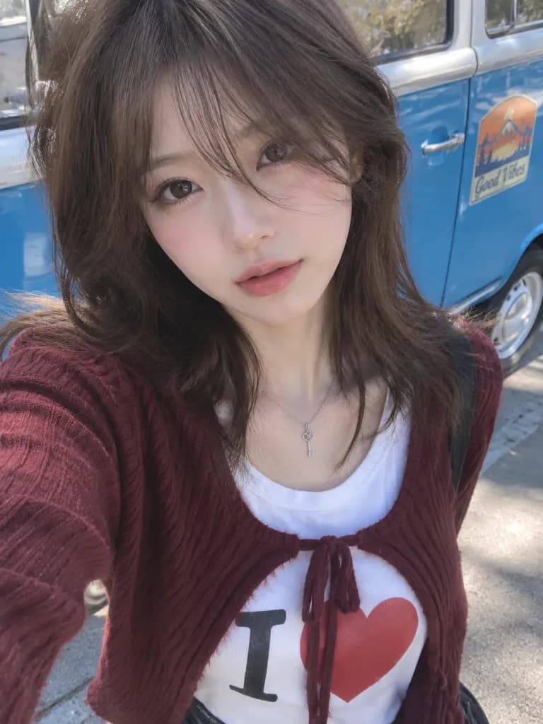 East Asian Woman Outdoor Selfie