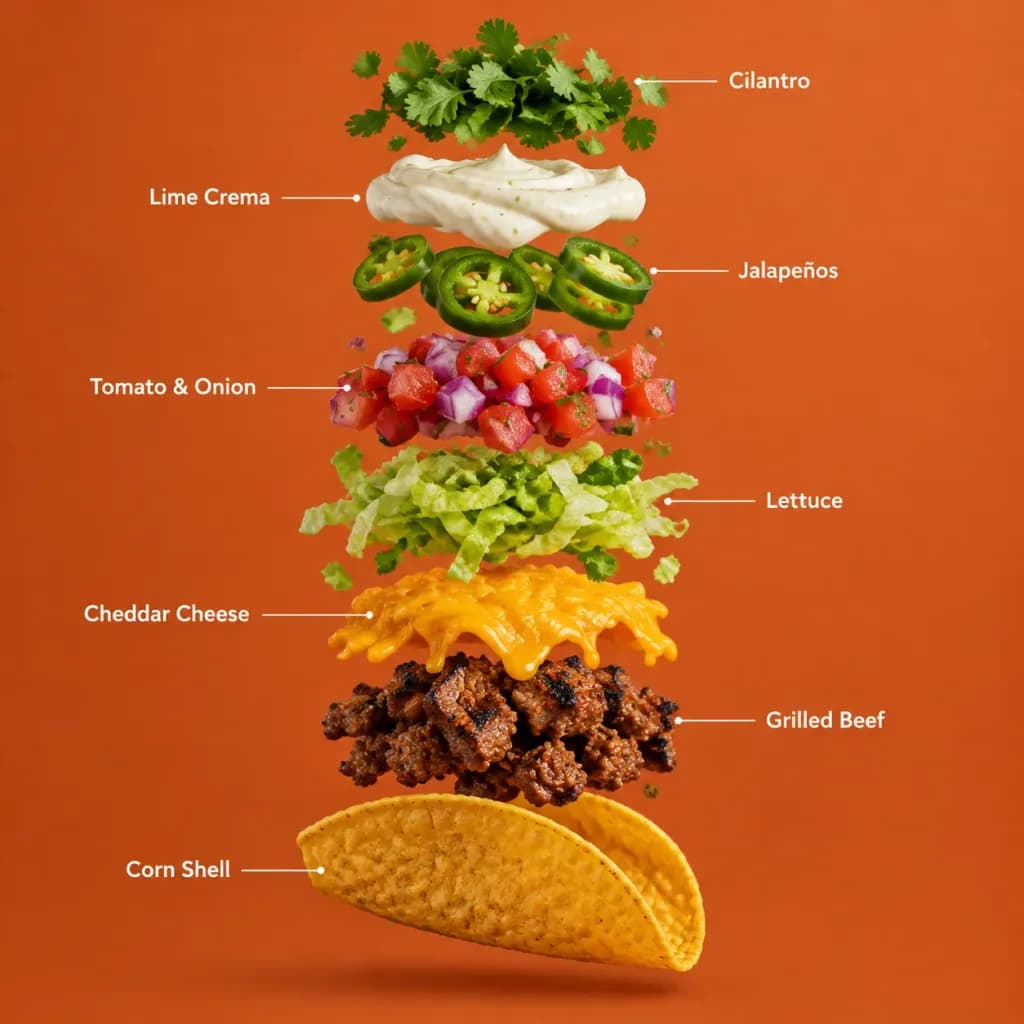 Exploded Beef Taco Infographic