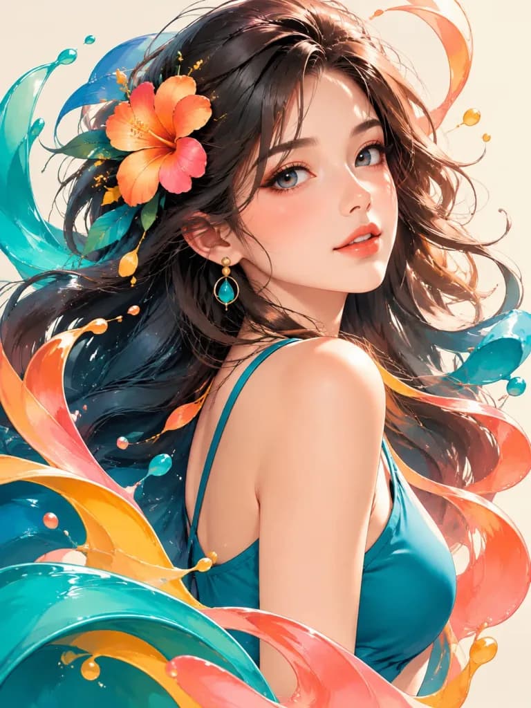立體向量混合風格肖像插畫