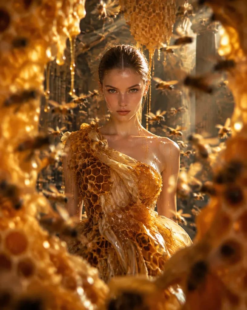 Amber Honeycomb High Fashion Editorial