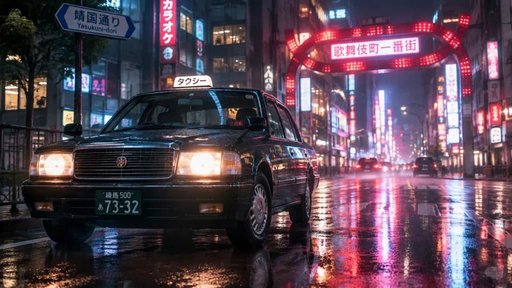 Rainy Night Taxi in Kabukicho