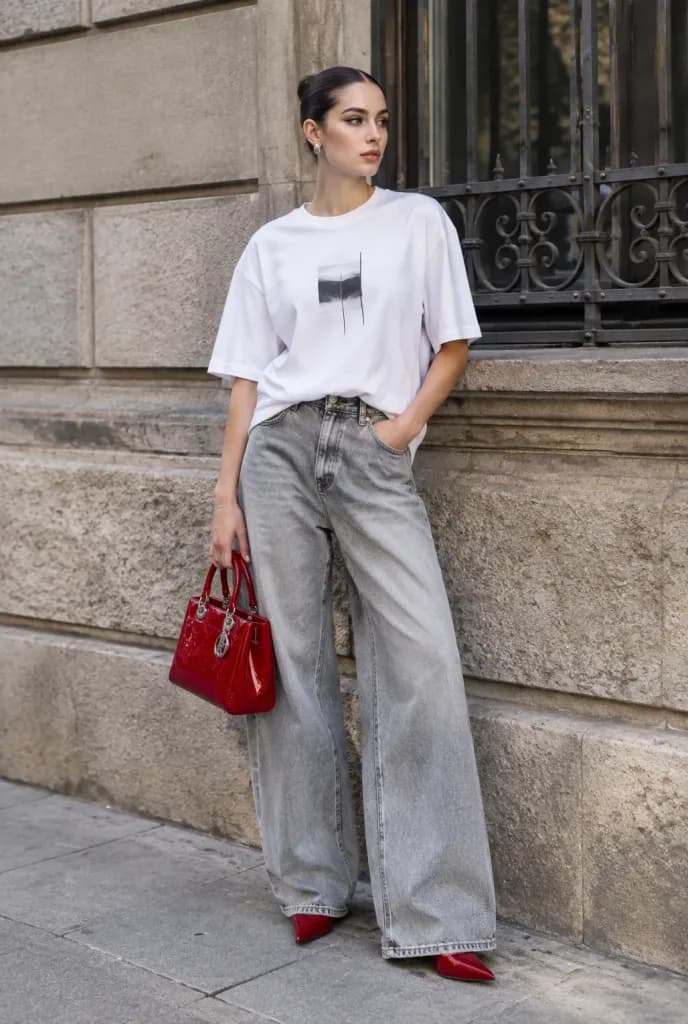 Minimalistische Street Fashion mit Roten Akzenten