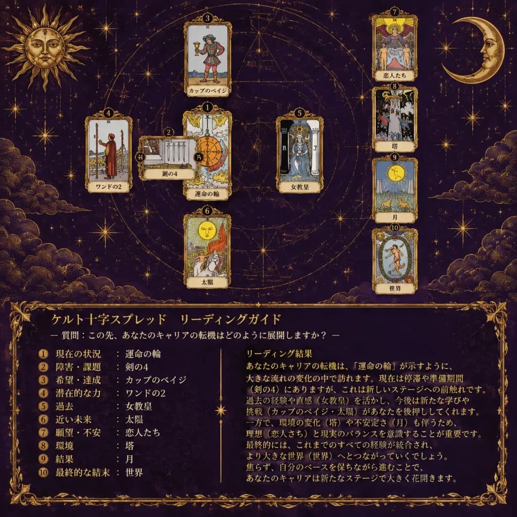 ケルト十字タロット展開インフォグラフィック
