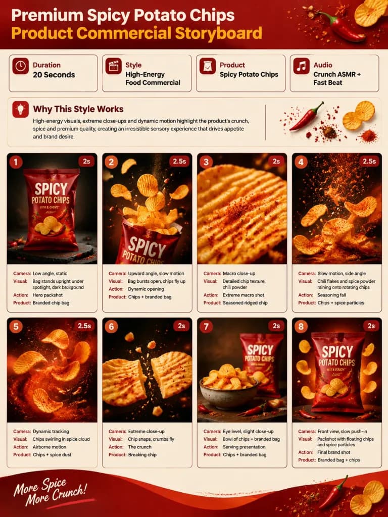 Spicy Potato Chips Commercial Storyboard