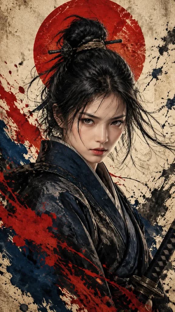Poster a Tecnica Mista con Samurai dell'Asia Orientale
