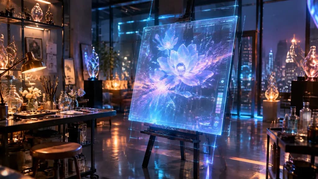 Holographic Canvas in Glass Studio