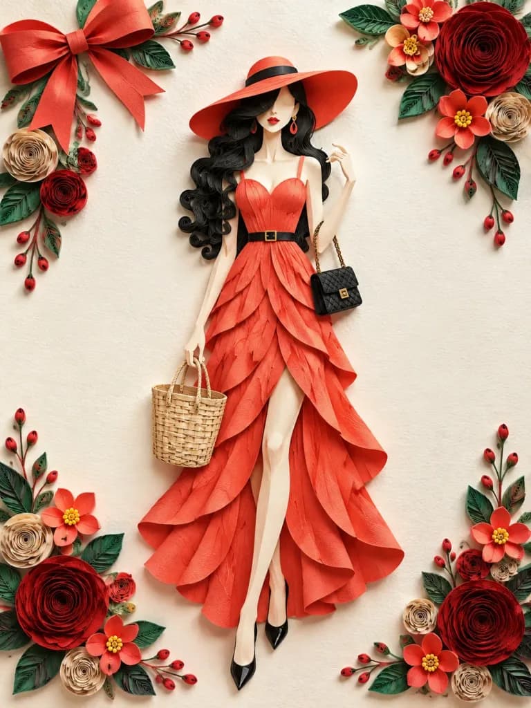 3D Quilled Paper Fashion Illustration