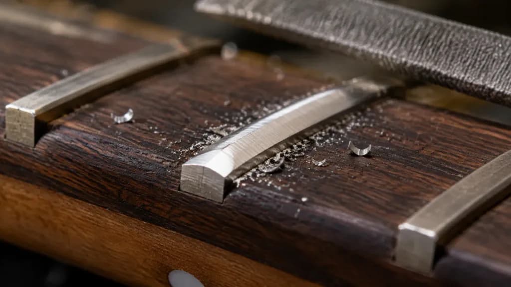 Macro Guitar Fret Dressing Close-Up