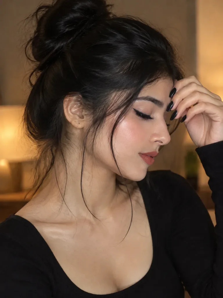 Moody Side Profile Portrait of South Asian Woman