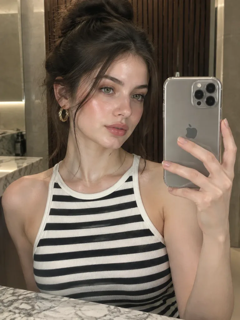 Selfie Casual allo Specchio in Bagno Moderno