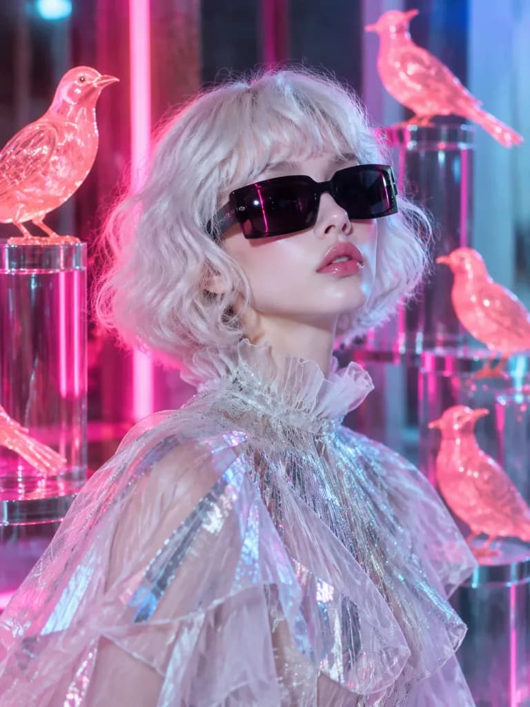 Avantgardistisches Neon-Editorial-Porträt