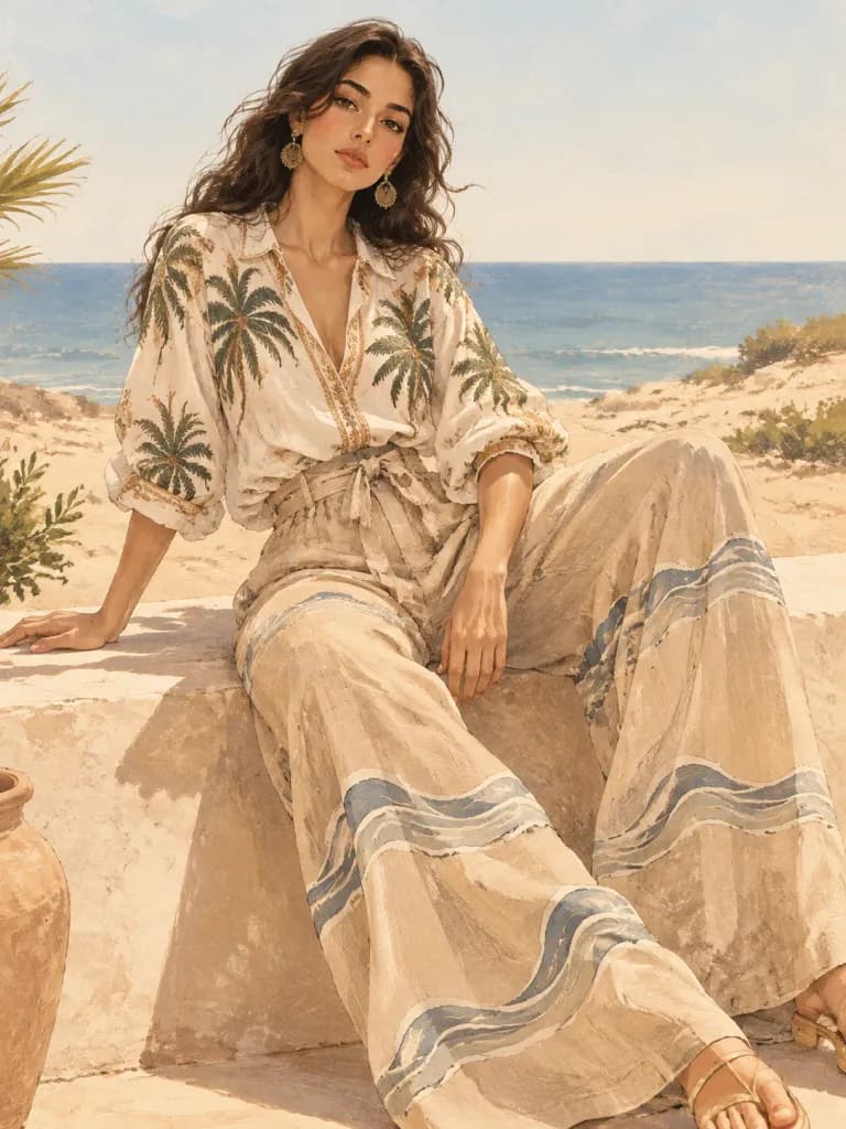 Ägyptische Küsten-Sommermode-Illustration