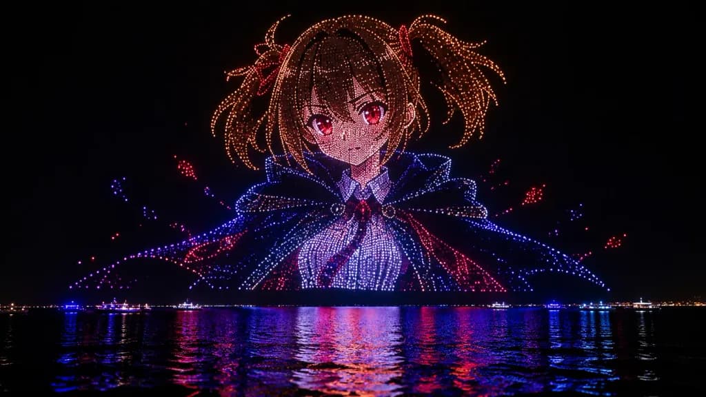 夜空无人机灯光秀人物