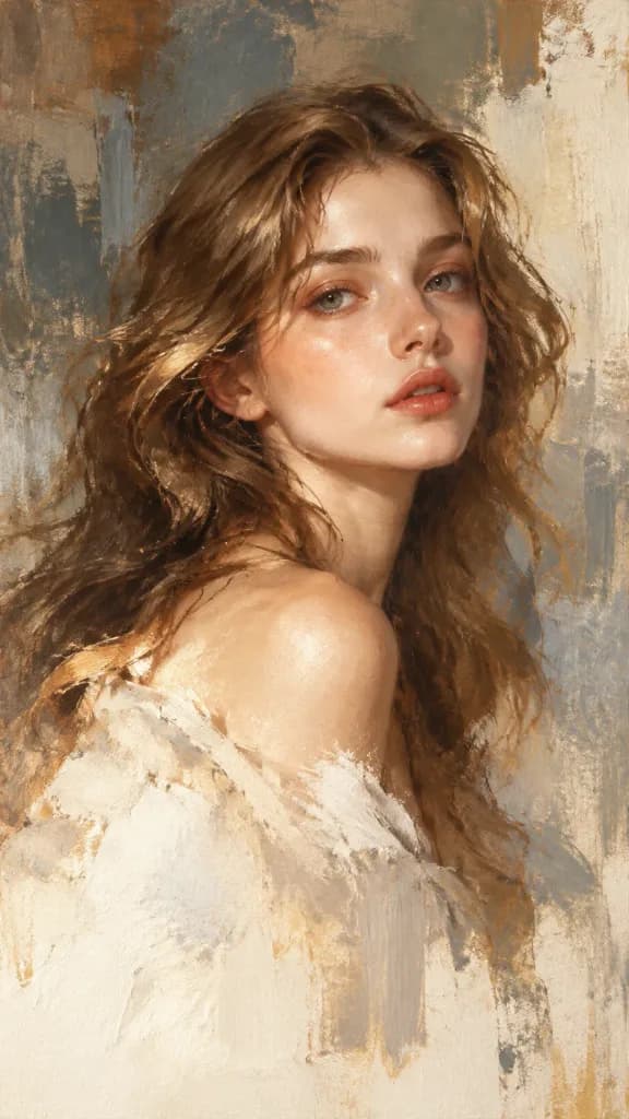 Contemporary Non Finito Oil Portrait