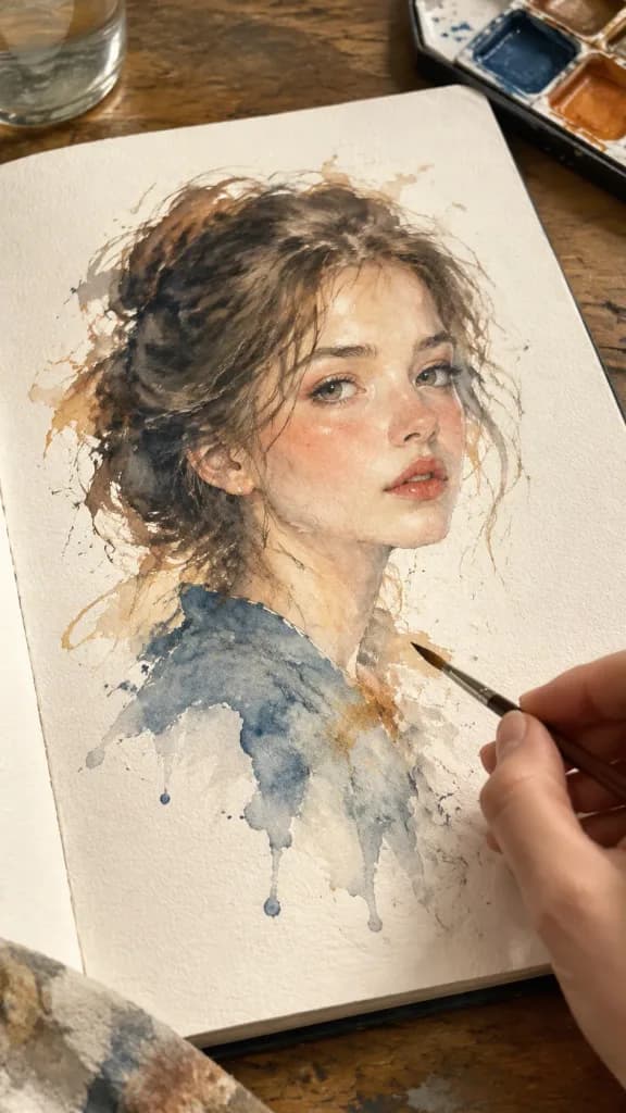 Ritratto ad Acquerello su Sketchbook