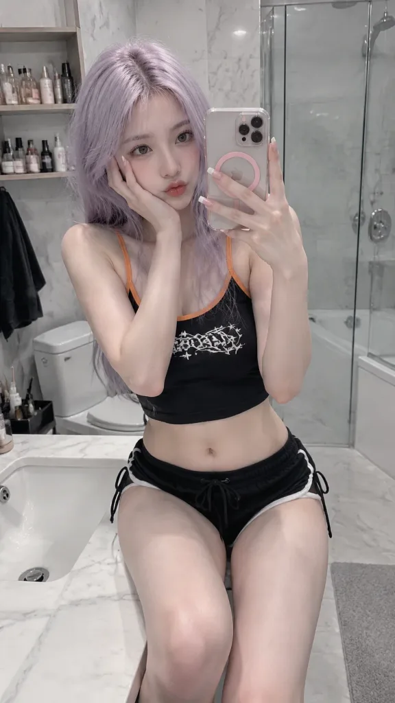 Candid Bathroom Mirror Selfie