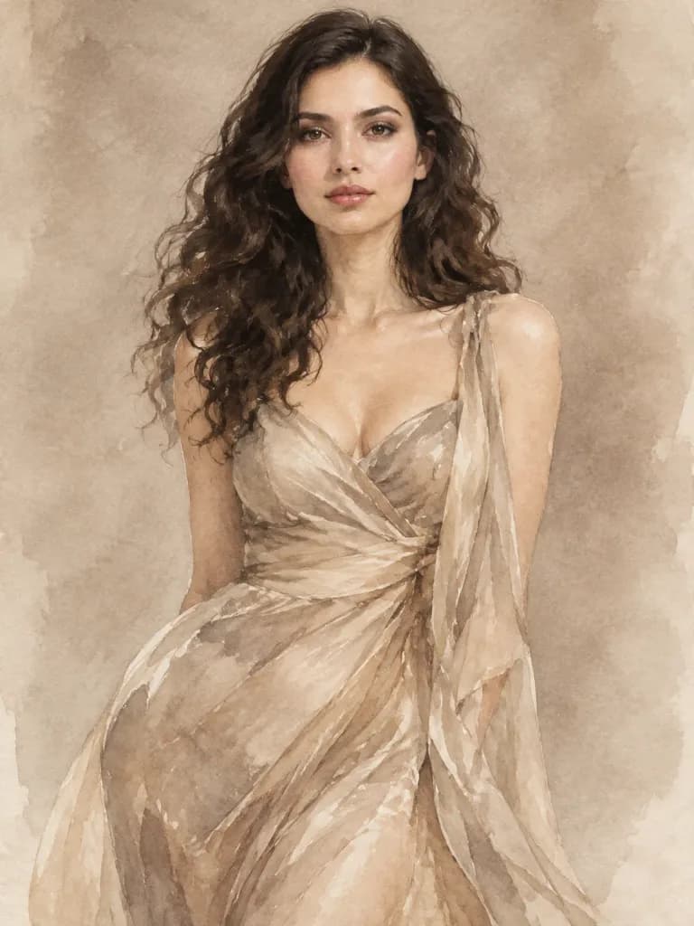 Watercolor Fashion Editorial Portrait