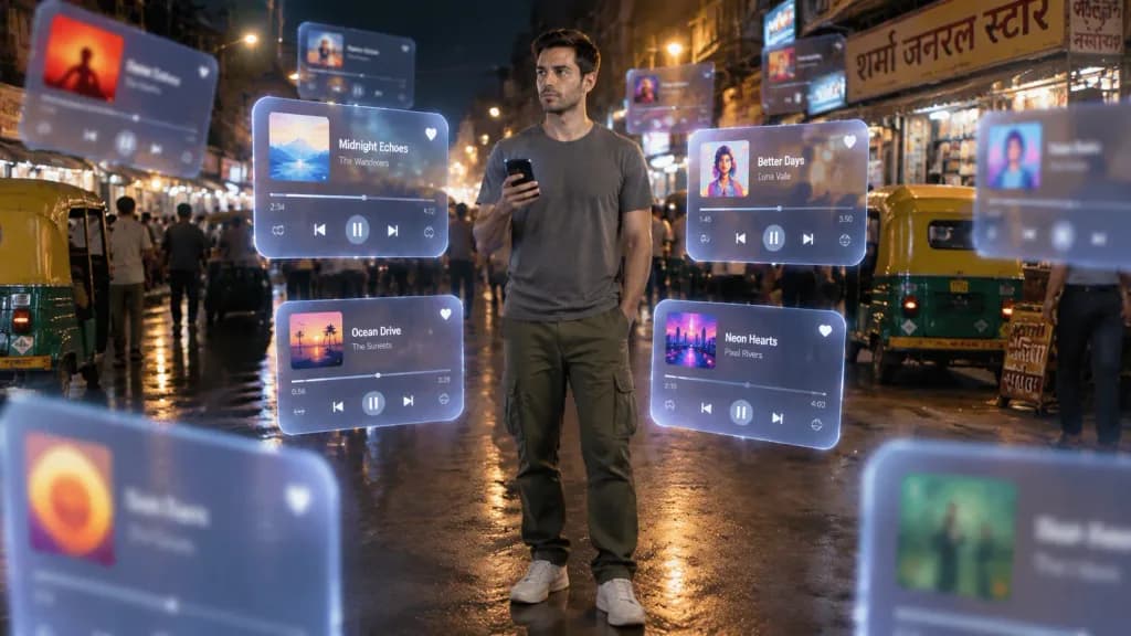 Augmented Reality Music Player in Night Market