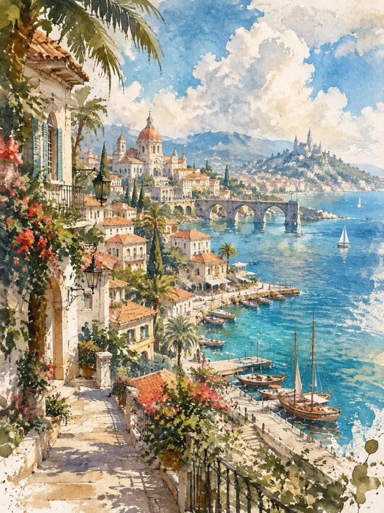 Cinematic Architectural Anime Watercolor