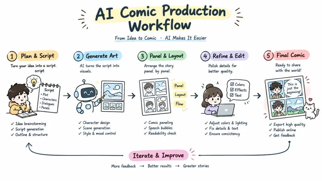 Hand-Drawn Cartoon Workflow Infographic