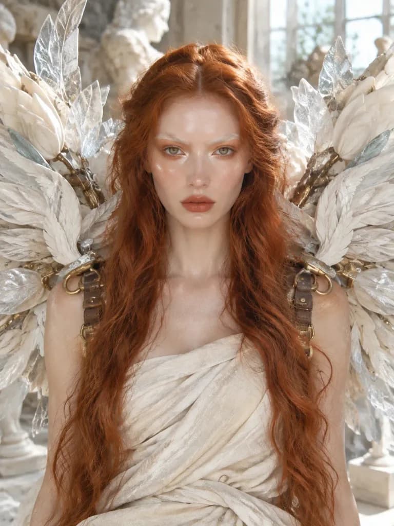 Avant-Garde Portrait with Alabaster Wings