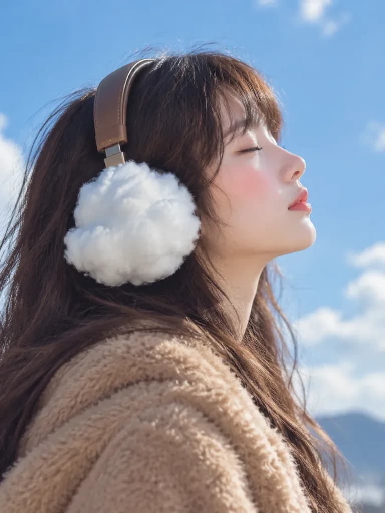 Dreamy Cloud Headphones Profile Portrait