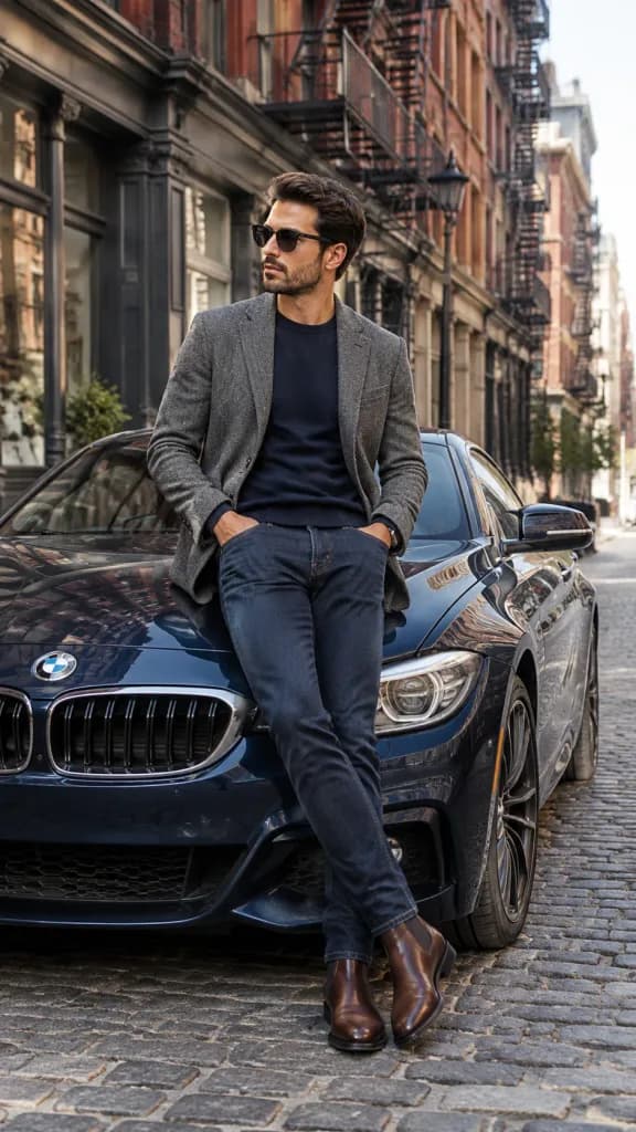 Man Leaning on BMW in SoHo