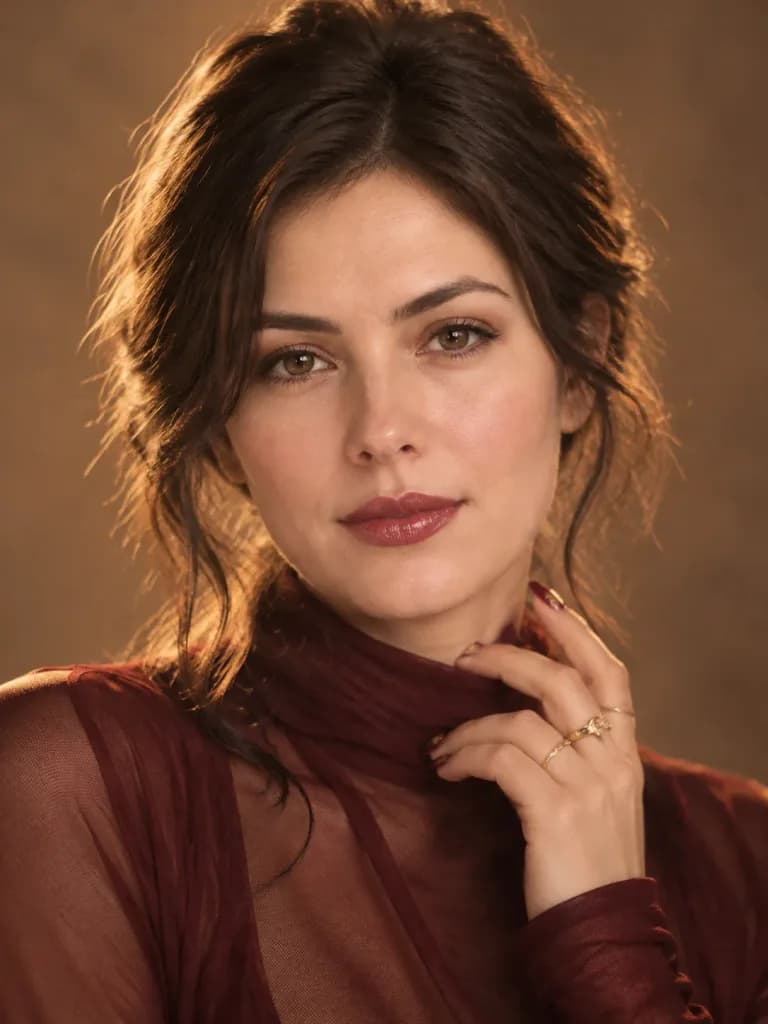 Burgundy Elegance Reference Beauty Portrait