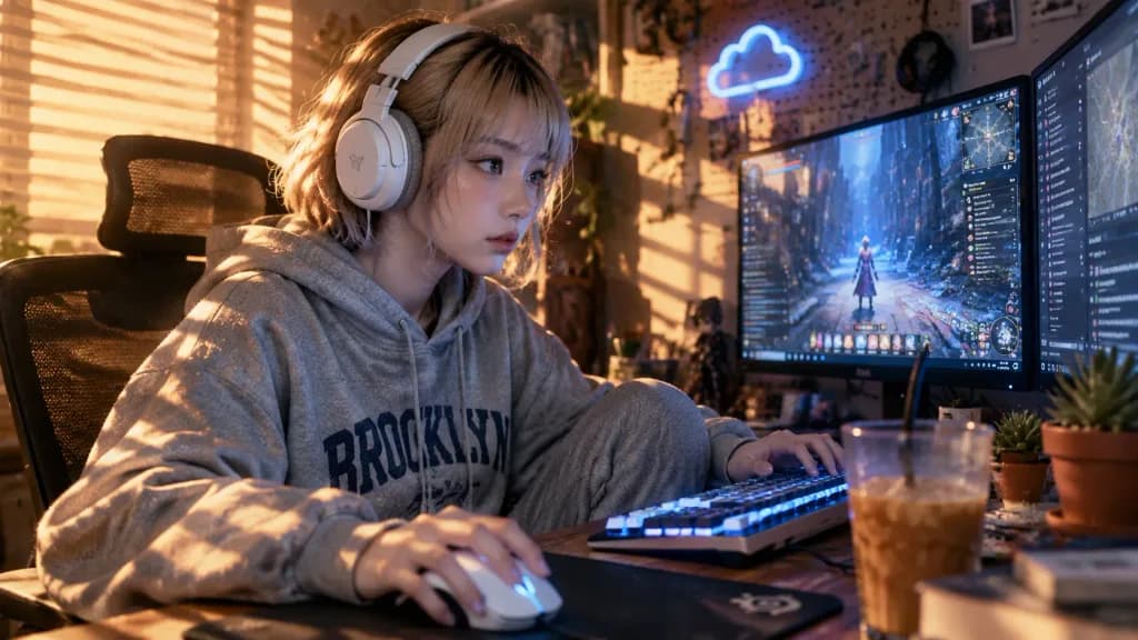 Gamer Portrait in Golden Hour Light