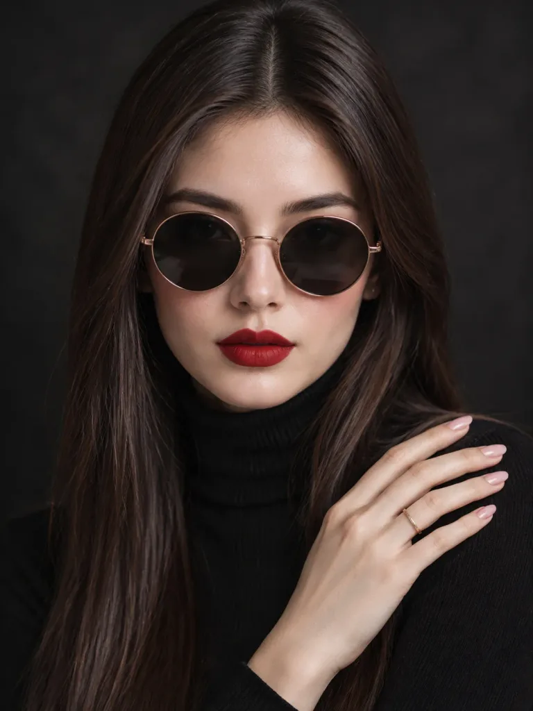 선글라스를 착용한 럭셔리 패션 인물 사진