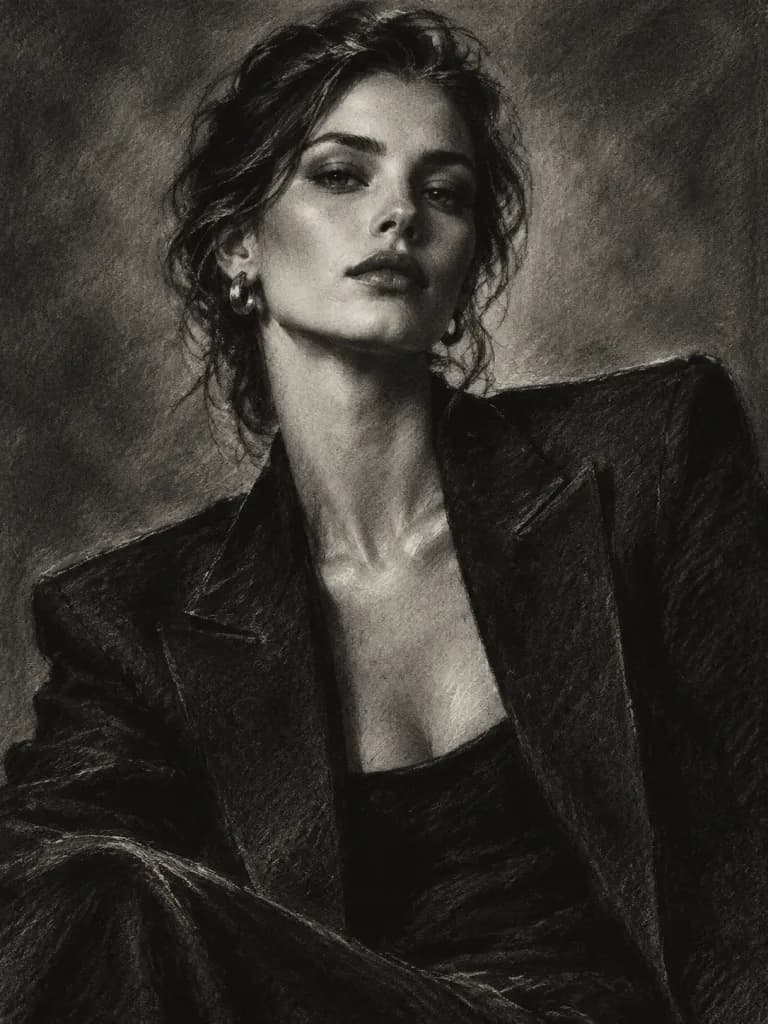 Charcoal and Chalk Editorial Portrait