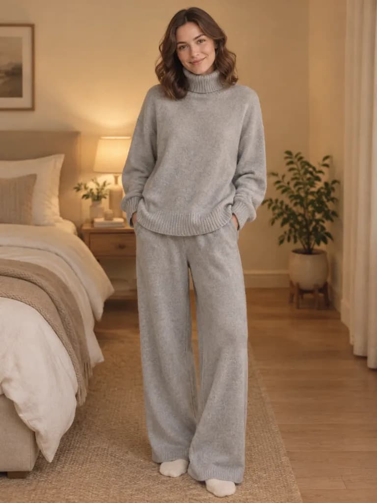 Mode Intérieure Col Roulé Gris Confortable