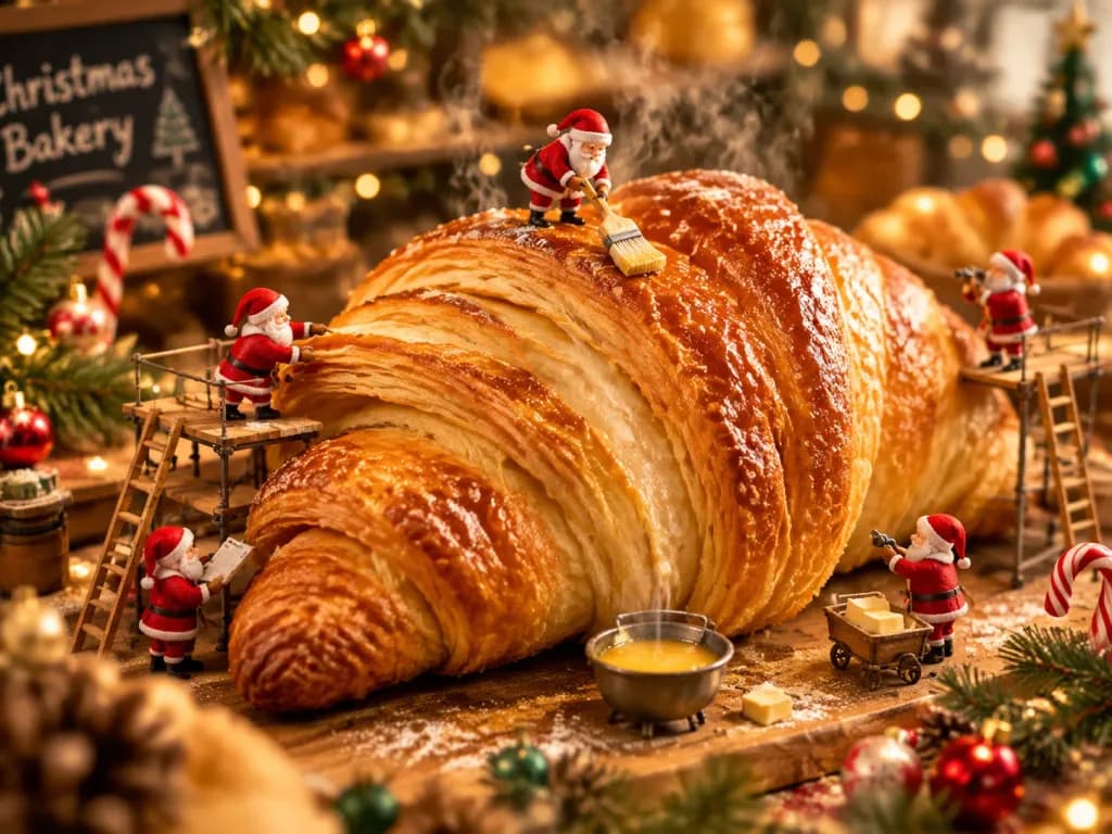 Miniature Christmas Croissant Bakery Diorama