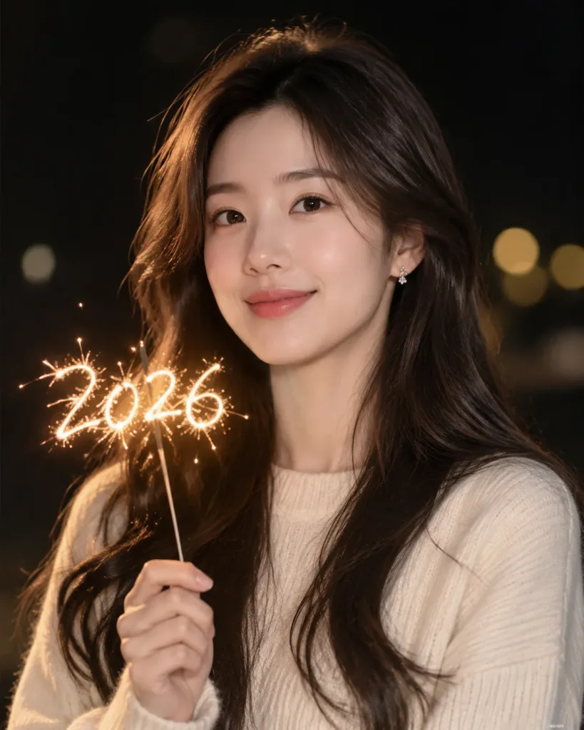 Minimalist New Year 2026 Sparkler Portrait